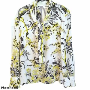 Diane von Furstenberg silk print high neck bow blouse 2